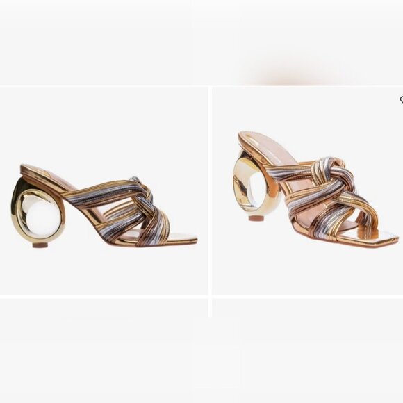 Ninety Gold and Silver Braided Heels - Picture 1 of 3